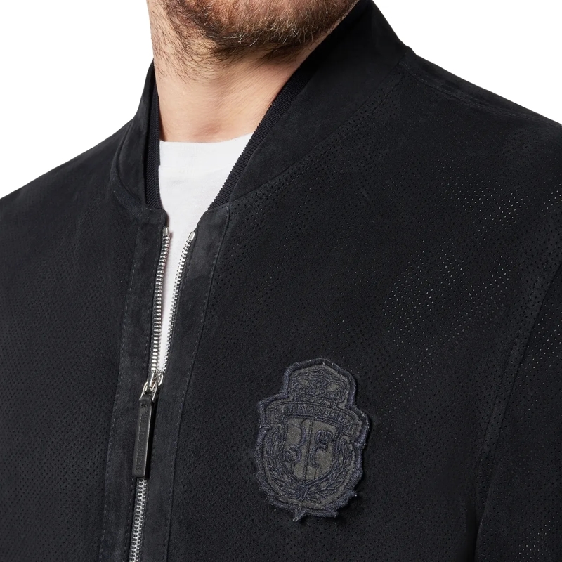 BILLIONAIRE Daunenjacke Leather Jacket Crest dunkel-blau(Image 4)