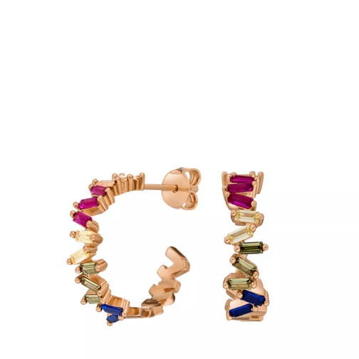 Leaf Hoops Ice Cube Mixed Colour Rose Gold Creole