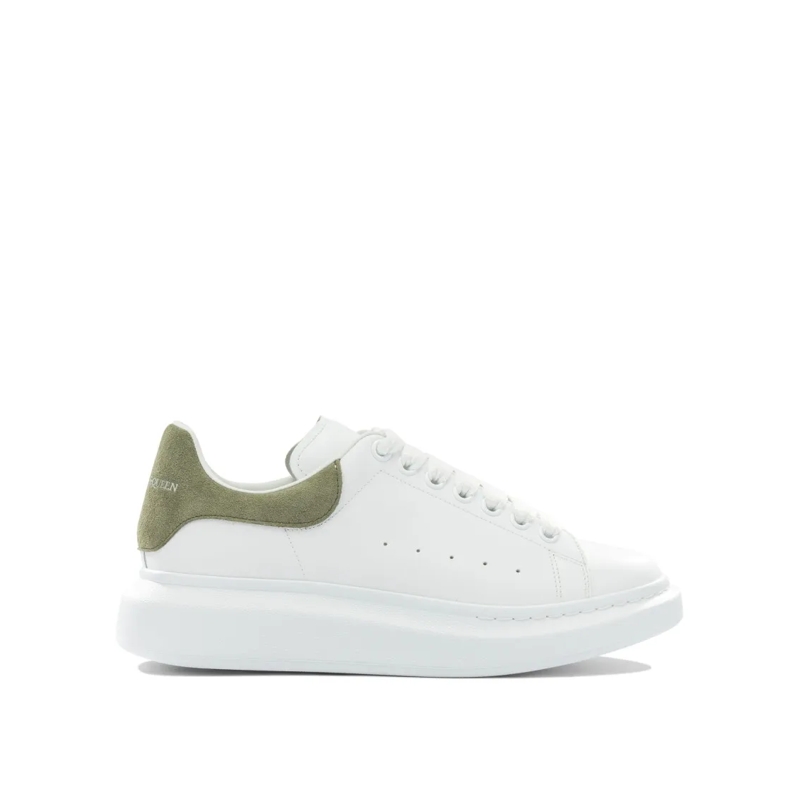 Alexander McQueen Sneaker basse Premium Leather Sneakers With Olive Green Suede De White