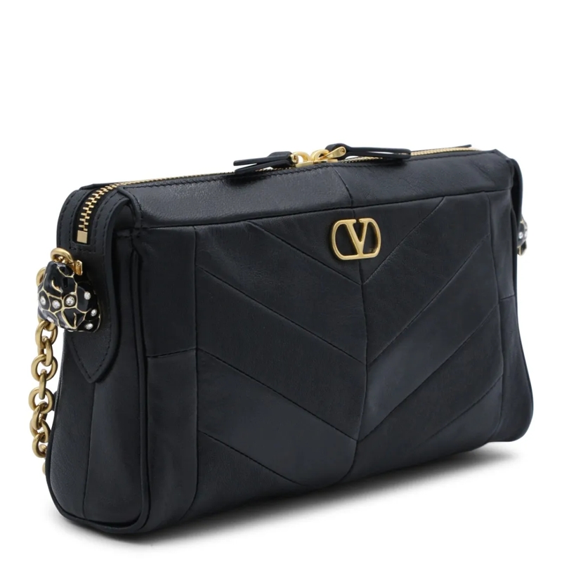 Valentino Garavani Sac à bandoulière Chevron Quilted Black Leather Handbag Black(Image 2)