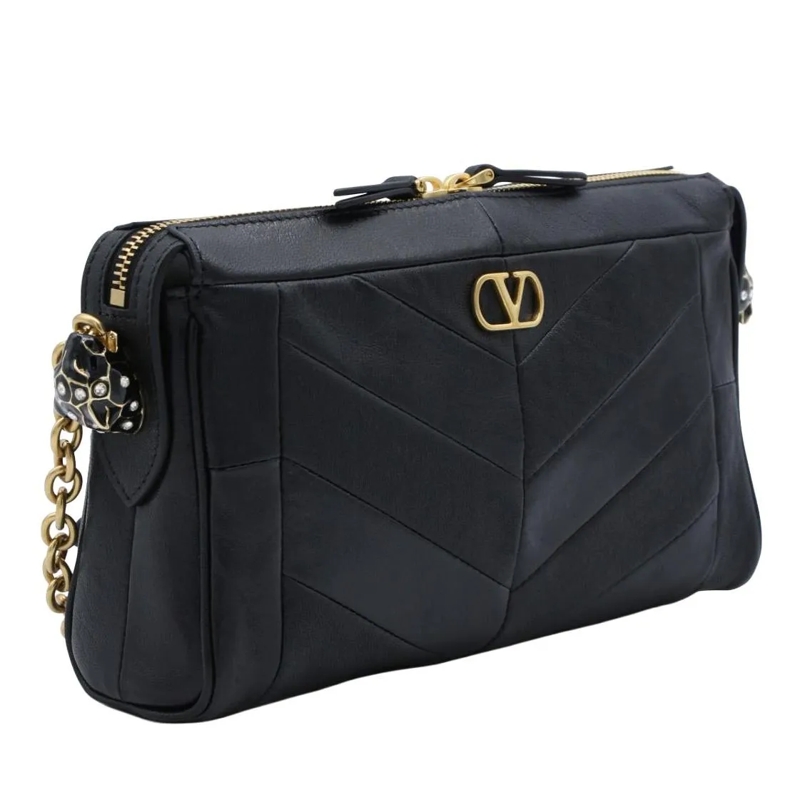 Valentino Garavani Schultertasche Chevron Quilted Black Leather Handbag Black(Image 3)
