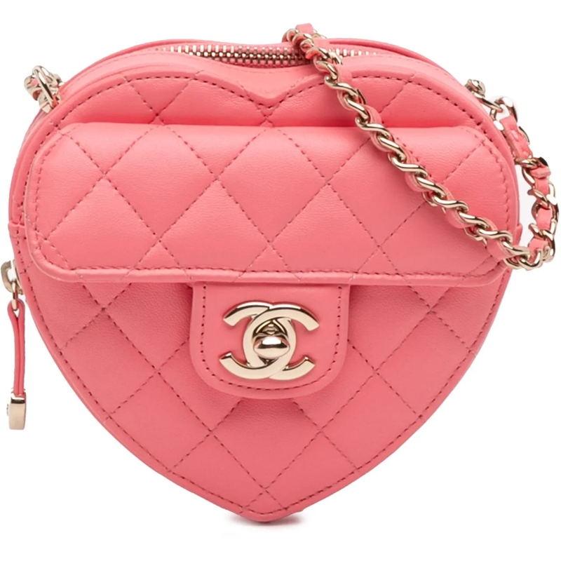 Chanel Sac à bandoulière Mini Lambskin CC in Love Heart Crossbody rose