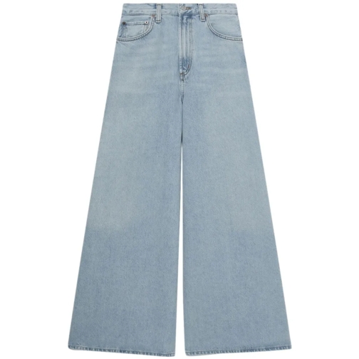 Agolde Nolan High-Rise Wide-Leg Blue Denim Pants Blue Jeans