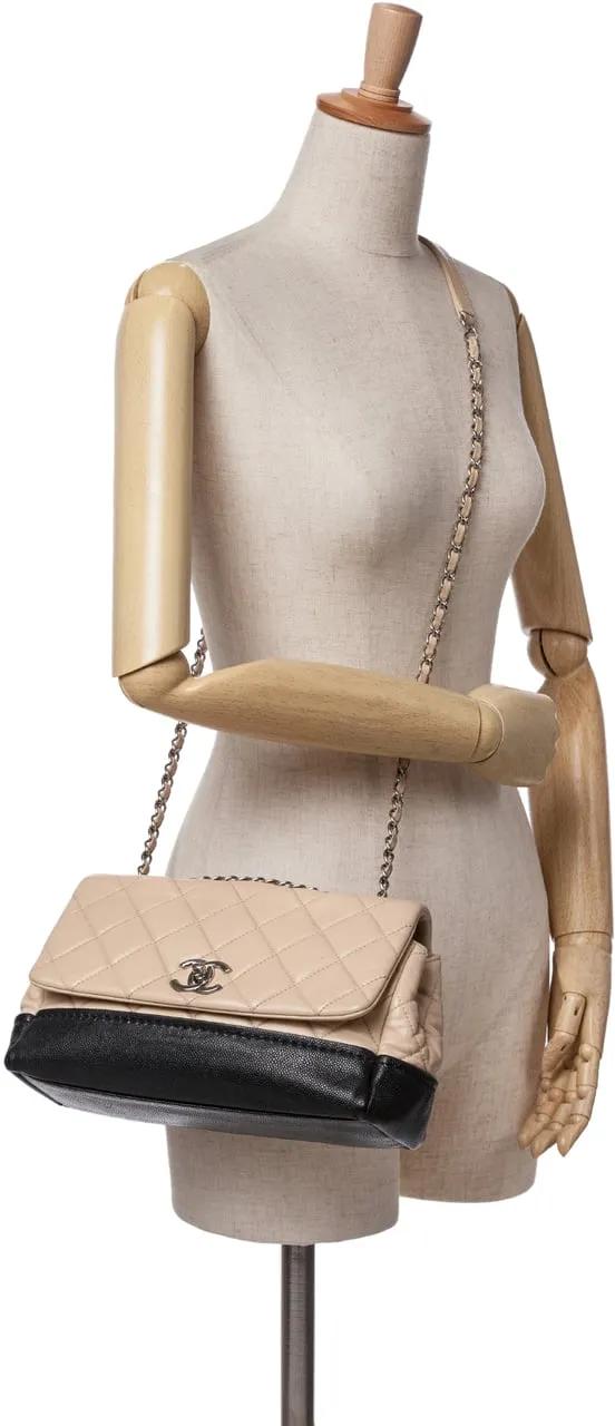 Thumbnail - Chanel Hobo Bags - CC Bicolor Quilted Calfskin and Caviar Single Flap - Gr. unisize - in Braun - für Damen