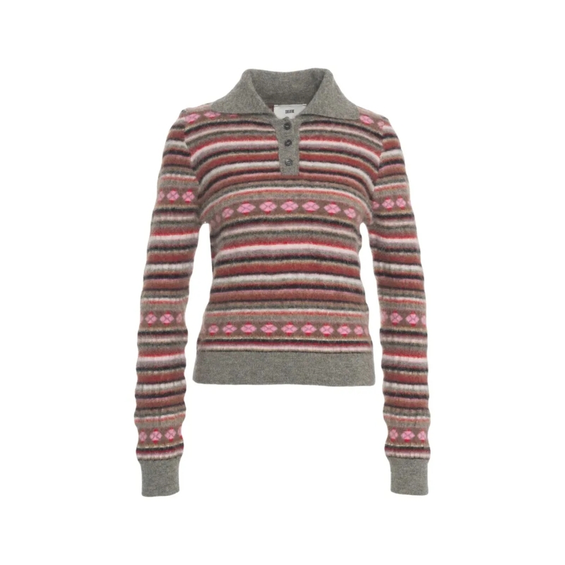 Solotre Trui Polo Collar Sweater Pink