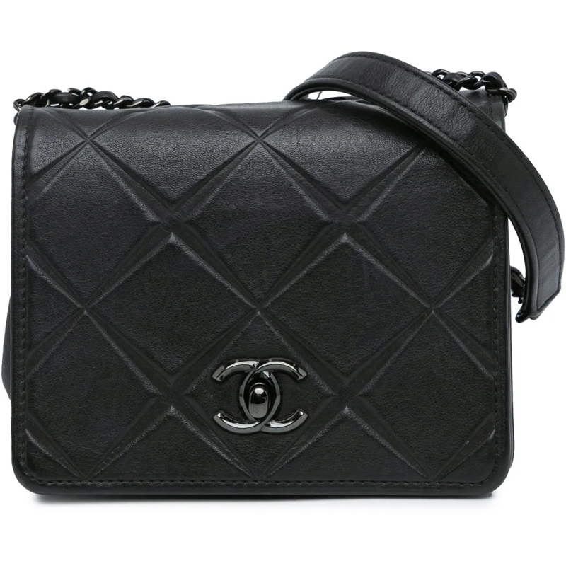 Chanel Sac à bandoulière Mini Calfskin Propeller Flap schwarz
