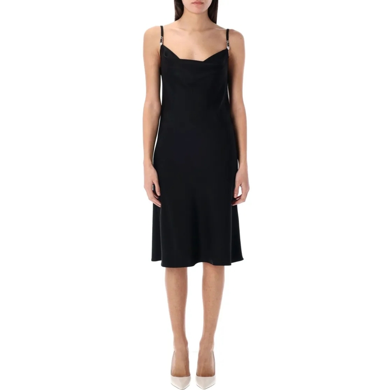 Versace Midi-jurk Safety Pin Slip Midi Dress Black