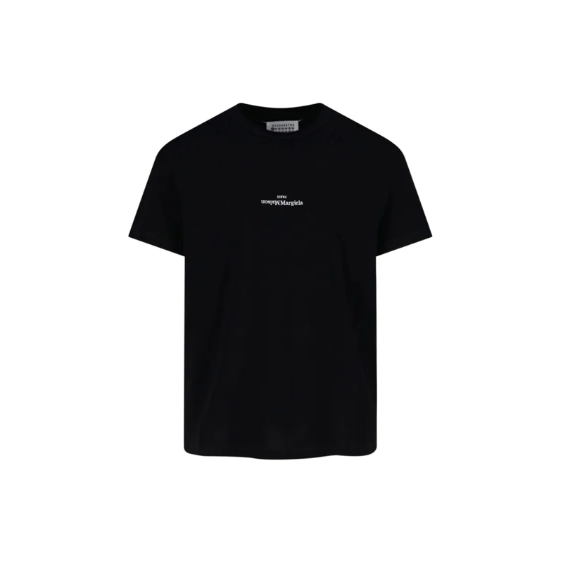 Maison Margiela T-Shirt Distorted Logo Embroidered Cotton T-Shirt Black