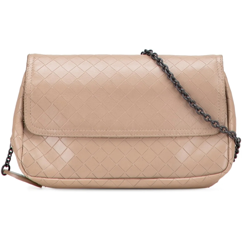 Bottega Veneta Schultertasche Small Leather Intrecciomirage Chain Crossbody braun