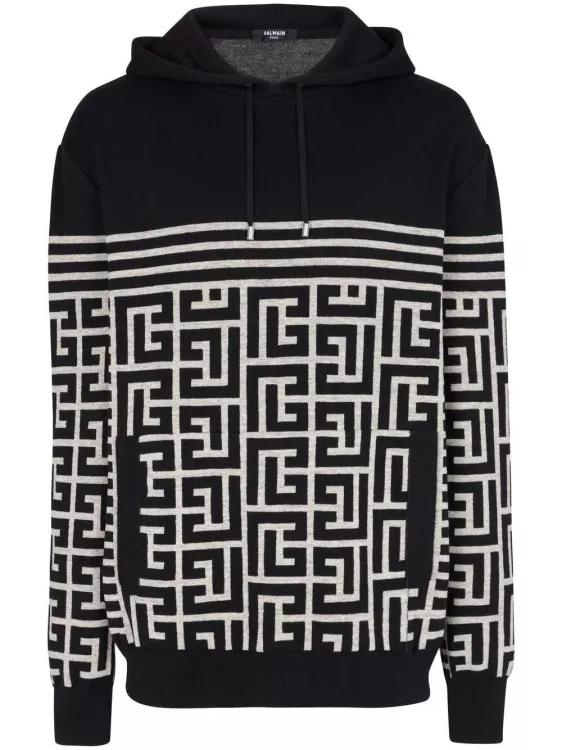 Balmain - Pb Monogram Knitted Hoodie - Größe L - black