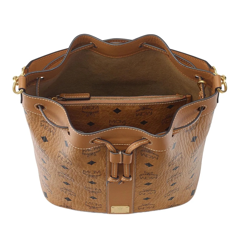 MCM Bucket Bag Dessau Vi Drawstring Med Co Cognac(Image 7)