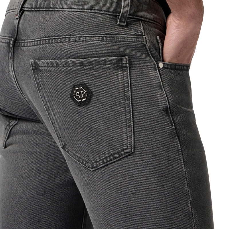 Philipp Plein Jeans mit geradem Bein Das Basismodell der 5-Pocket-Jeans zeichnet sich d grau(Image 5)