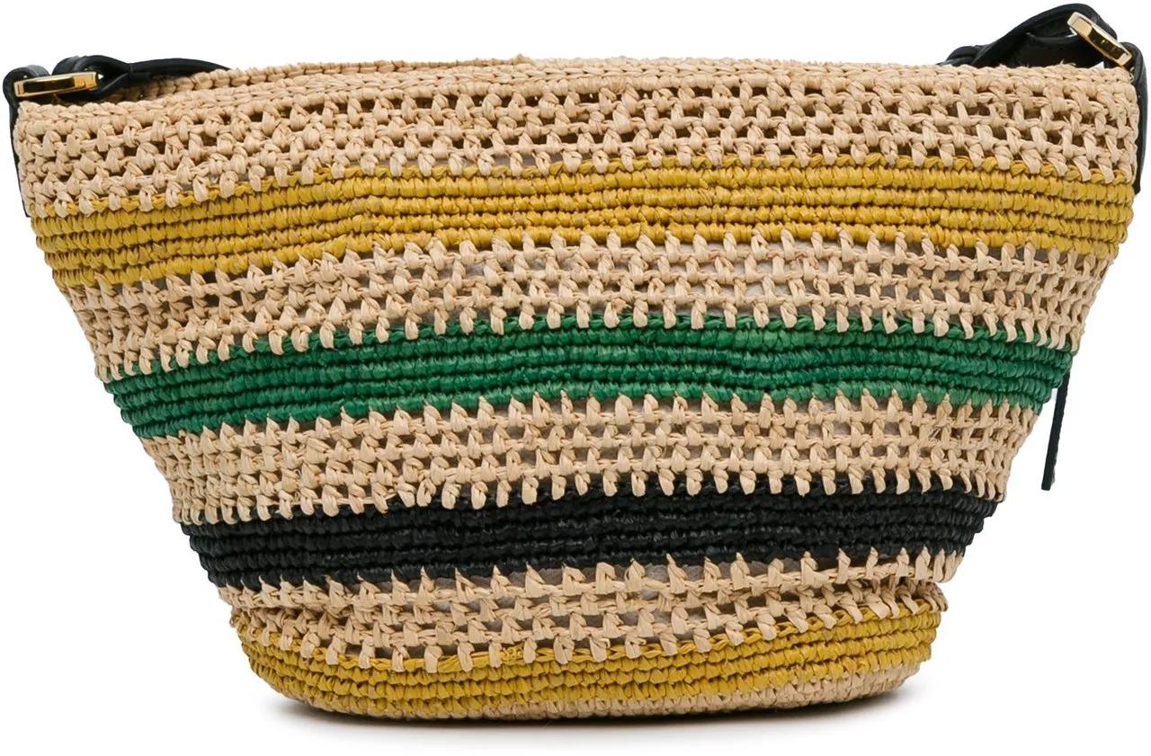 Loewe Shoppers Raffia Basket Crossbody Bag in bruin