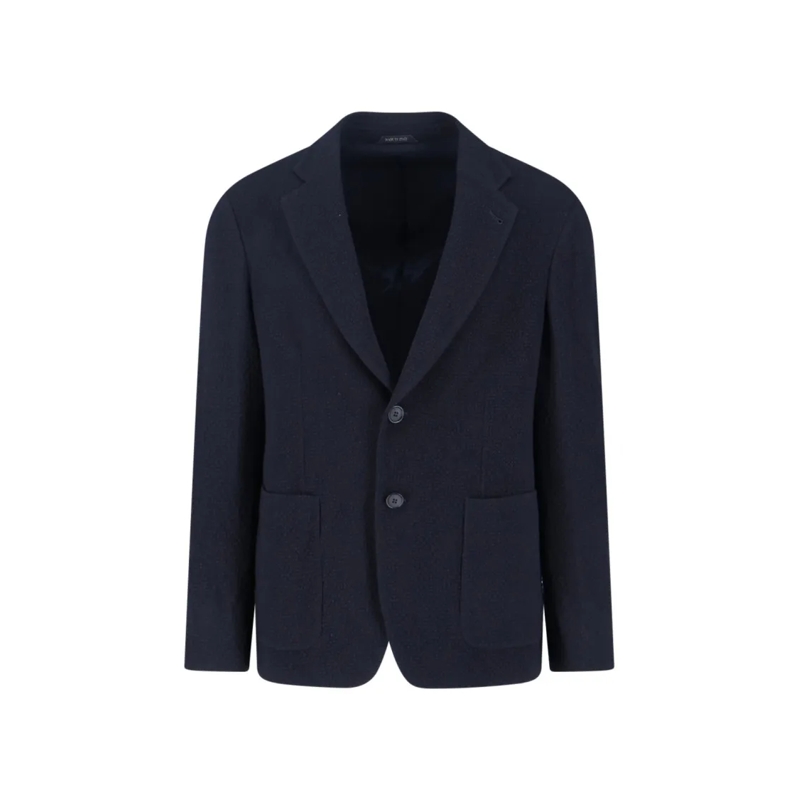 Giorgio Armani Blazer Textured Navy Blazer With Classic Lapel And Tailor Blue