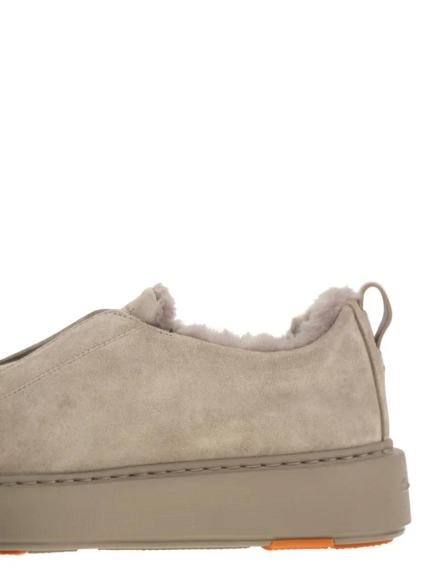 Thumbnail - Santoni Low-Top Sneaker - Slip-On Suede Sneakers With Fur - Gr. 38,5 (EU) - in Braun - für Damen
