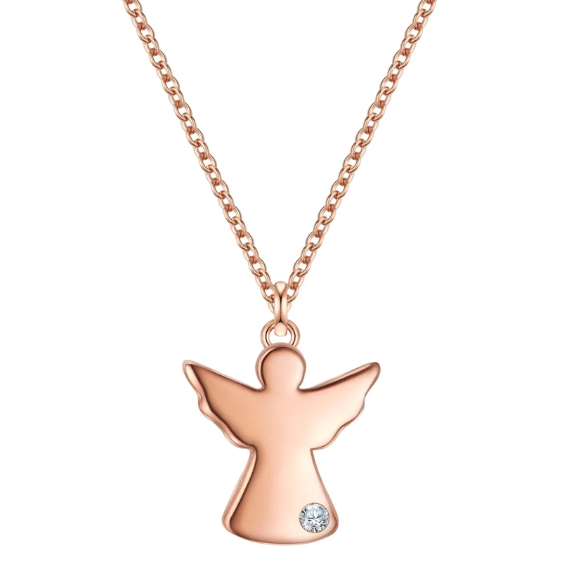 Glanzstücke München Mittellange Halskette Sterling Silber Halskette Lab Grown Diamond Engel rosegold