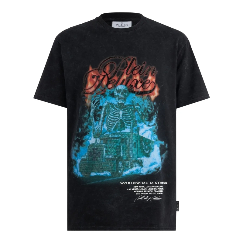 Philipp Plein T-Shirt T-Shirt Round Neck Ss Skeleton Embellished schwarz