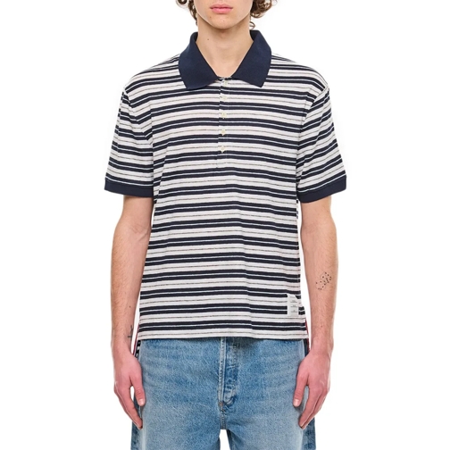 Thom Browne Polohemd Linen Striped Polo Blue