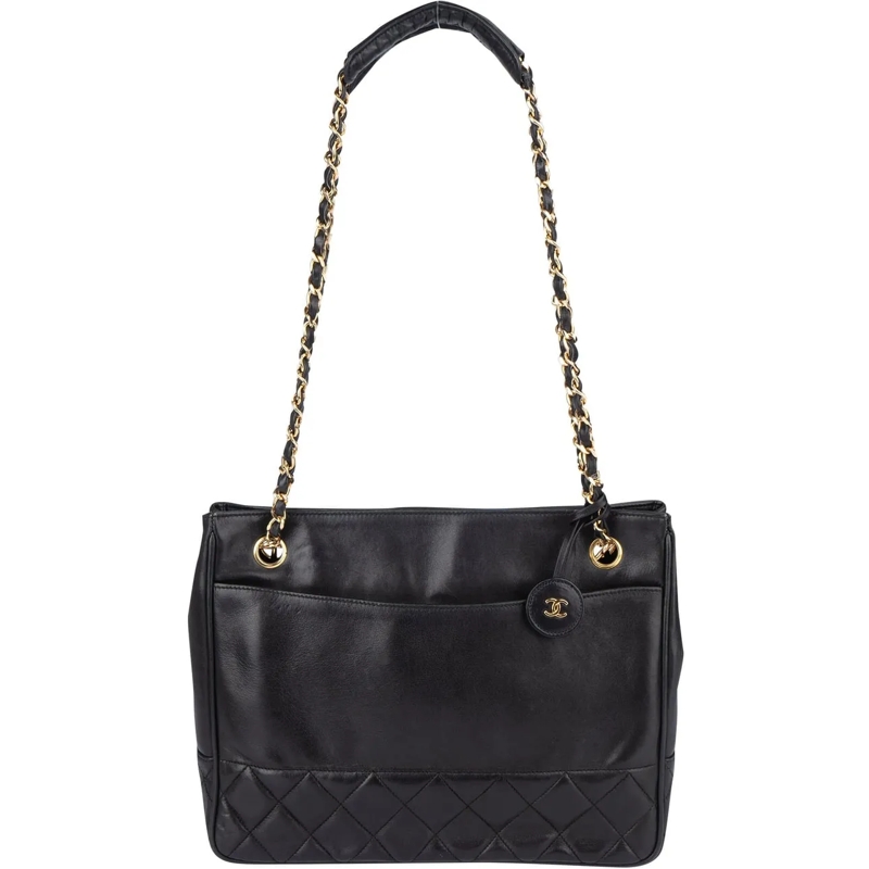 Chanel Tote Chanel Quilted Lambskin CC Shoulder Bag schwarz