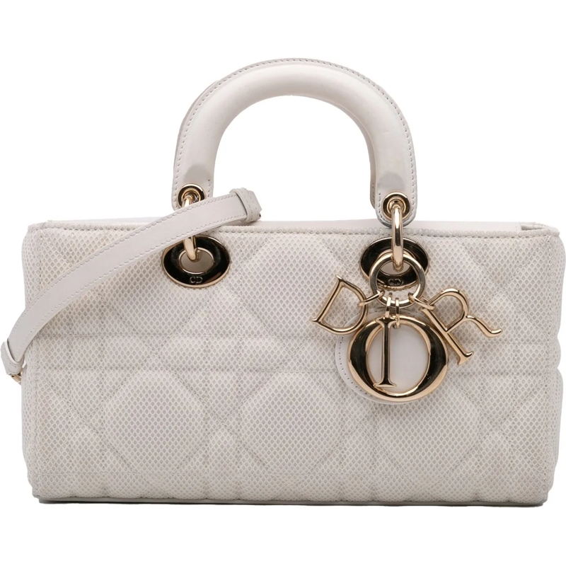 Christian Dior Tote Medium Technical Fabric Macrocannage Lady D Joy weiß