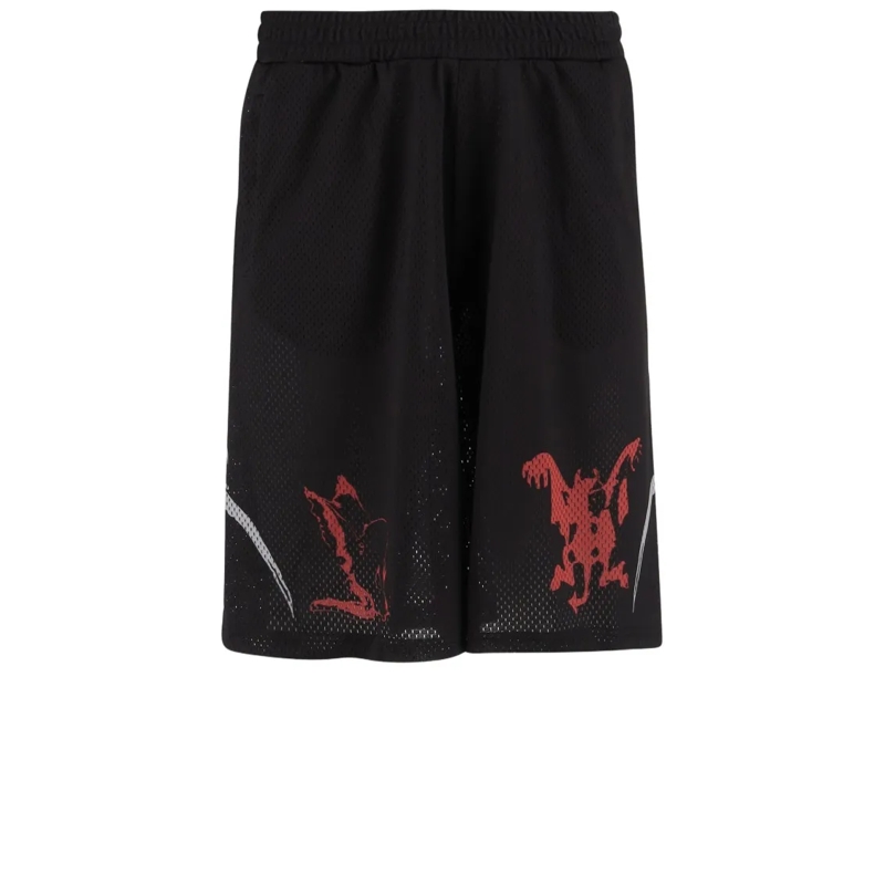 44 Label Group Casual Shorts Cotton Shorts With Bold Graphic Prints Black