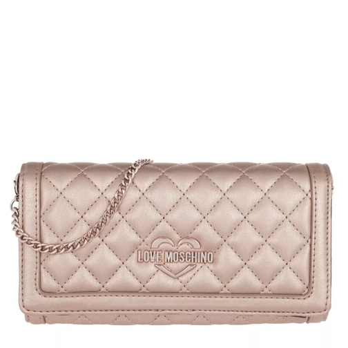 Love Moschino Wallet Chain Quilted Metallic Rame Wallet On A Chain