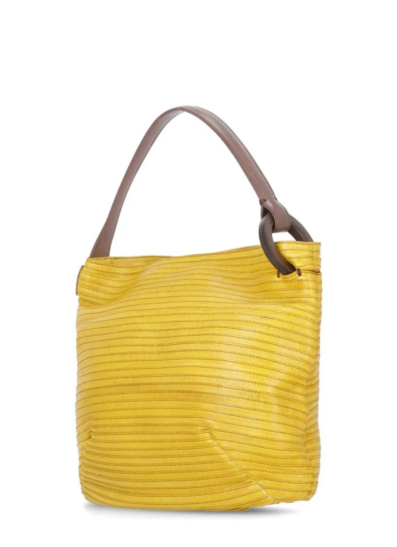 Majo Shoppers & Totes Yellow Leather Shoulder Bag in geel