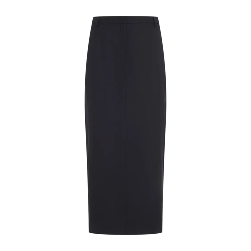 Theory Jupes crayon Dark Navy Blue Wool Midi Skirt Blue