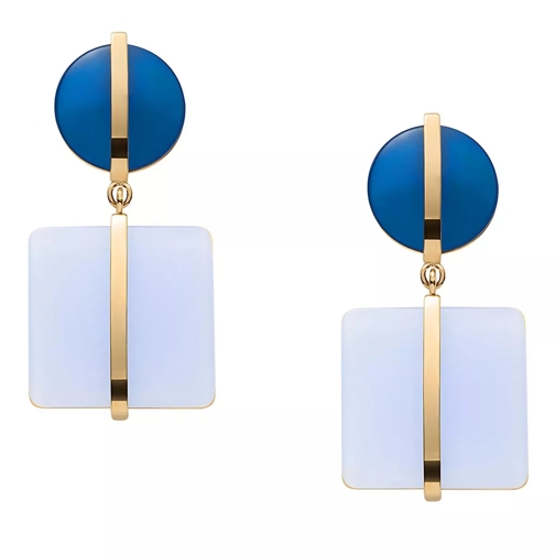 Skagen Sea Glass Blue Glass Drop Earrings Gold Pendant d'oreille