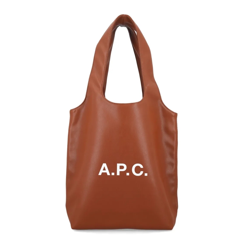 A.P.C. Fourre-tout Ninon Black Small Faux Leather Tote Brown