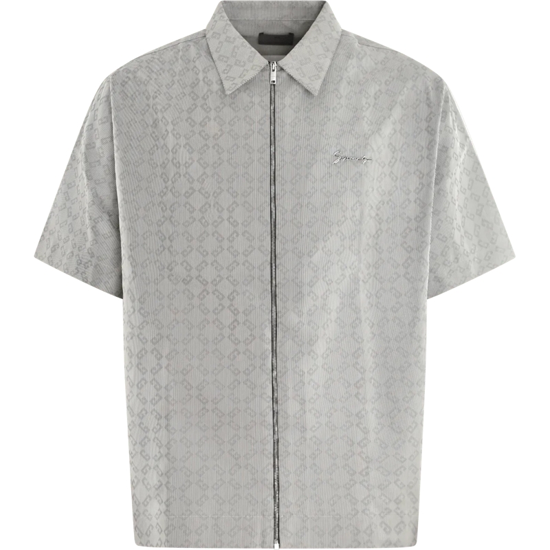 Givenchy Legeres Oberteil Heren Zipped Monogram Shirt Grijs grau