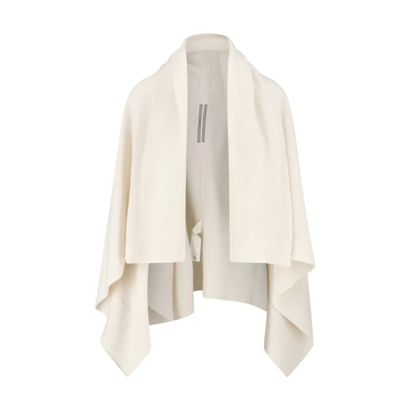Rick Owens Cardigan Beige Alpaca Blend Draped Cardigan Neutrals