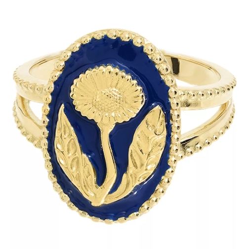 Anna + Nina Dark Meadow Ring Blue Statement Ring