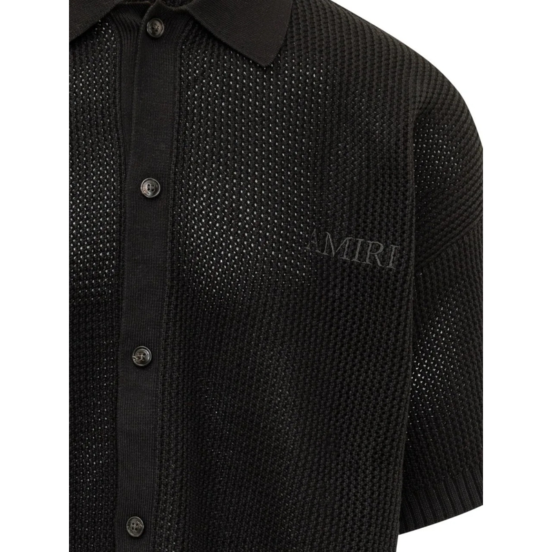 Amiri Legeres Oberteil Camicia Traforata a Maniche Corte schwarz(Image 3)