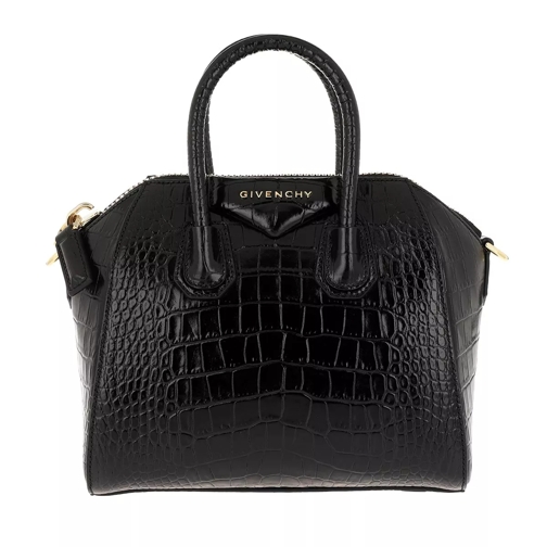 Givenchy Antigona Mini Bag Croco Effect Leather Black Crossbody Bag