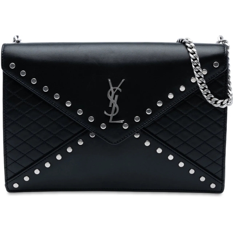 Saint Laurent Sac à bandoulière Quilted Lambskin Studded Monogram Gaby Shoulder Ba schwarz