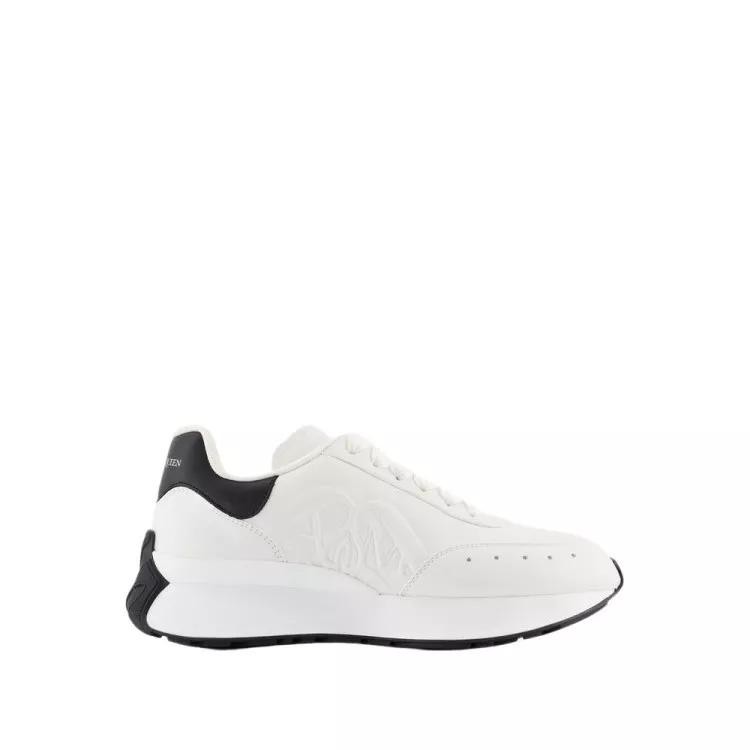 Alexander McQueen Low-Top Sneaker - Sprint Runner Sneakers - Leather - White/Black - Gr. 39 (EU) - in Weiß - für Damen