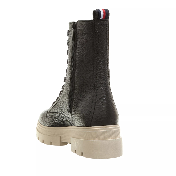 Tommy Hilfiger Monochromatic Lace Up Boot Black Merino | Schnürstiefel