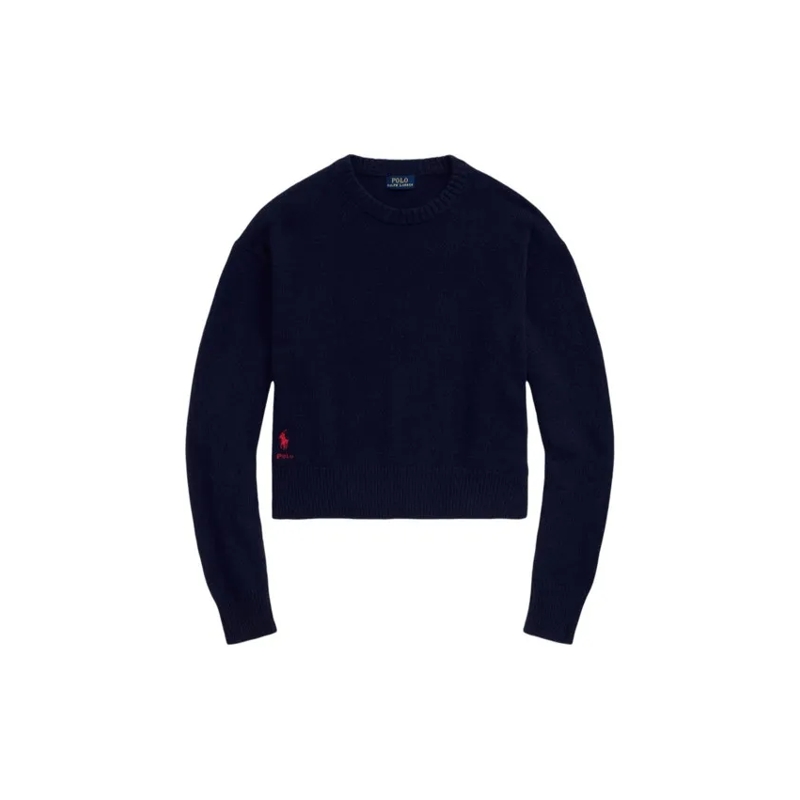 Polo Ralph Lauren Pullover Medium-Weight Knit Sweater With Ribbed Cuffs Black