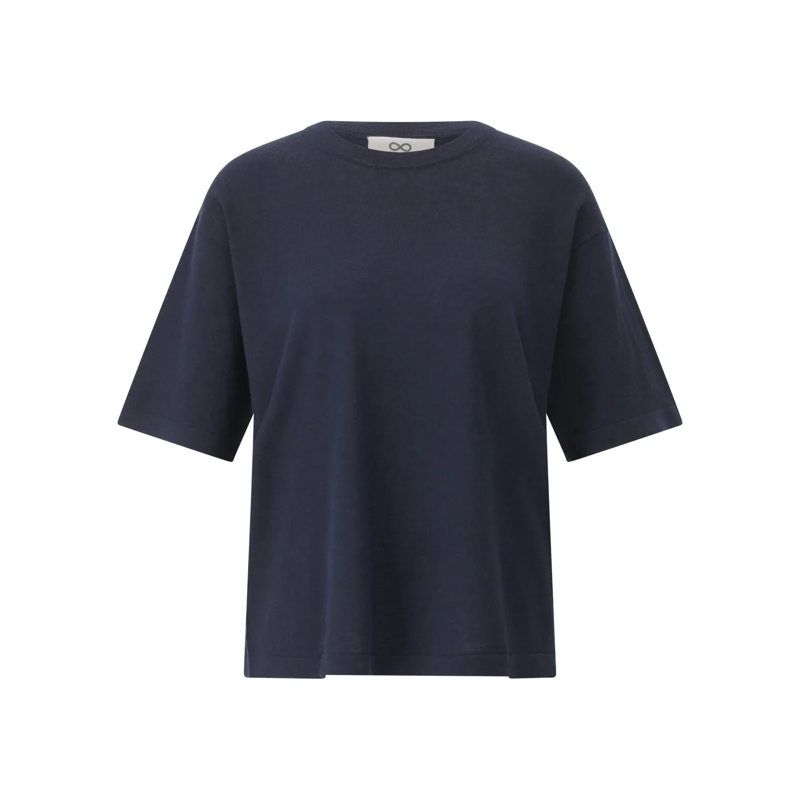 Sminfinity T-shirt Oversized Shirt aus Leinen-Baumwoll-Mix Dunkelblau