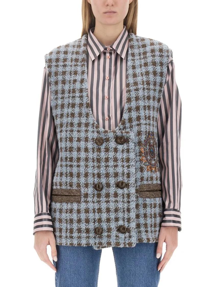 Thumbnail - Etro - Houndstooth Over Vest - Größe 40 - bunt