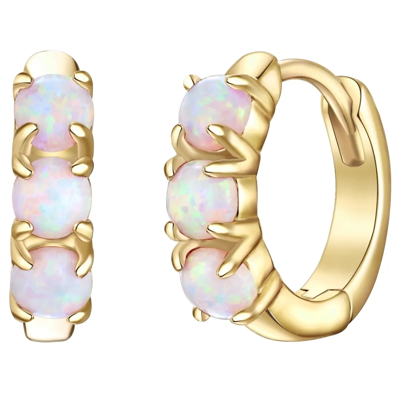 Glanzstücke München Ohrhänger Sterling Silber Creolen Opal (synth.) gold