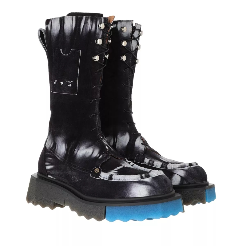 Off-White Schnürstiefel Tie Dye Sponge Pocket Combat Black/White
