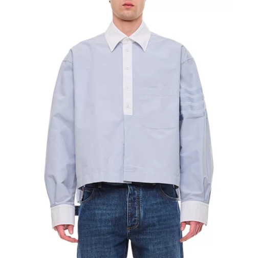 Thom Browne Straight Fit Cotton Shirt Blue 