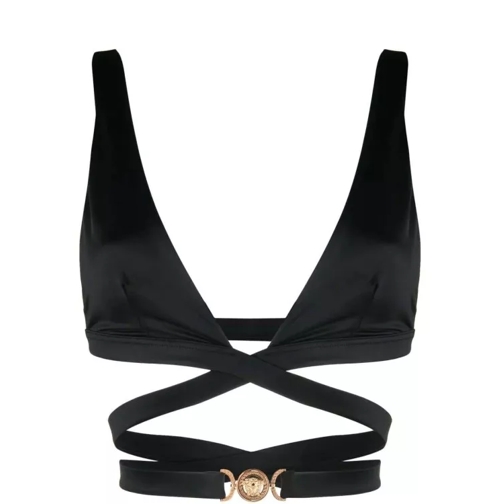 Versace Logo-Embellished Bikini Top Black 