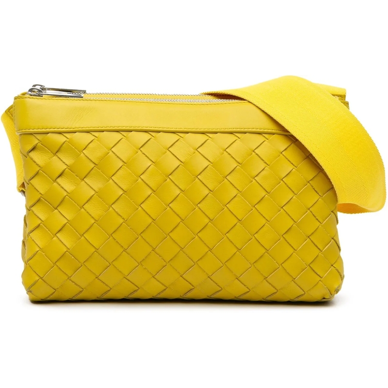 Bottega Veneta Schultertasche Nappa Intrecciato Duo Crossbody gelb