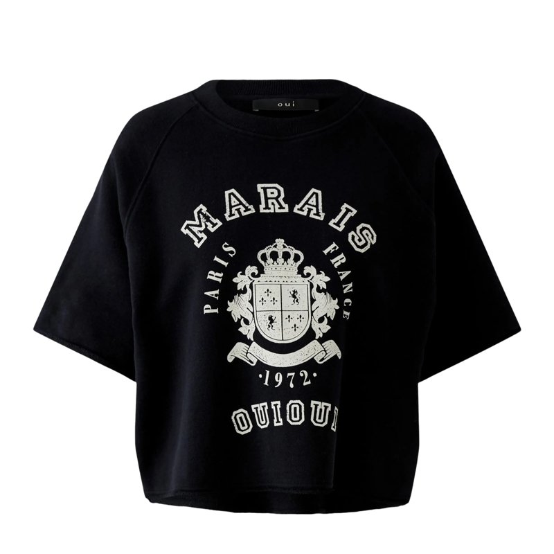 Oui Pullover Sweatshirt schwarz