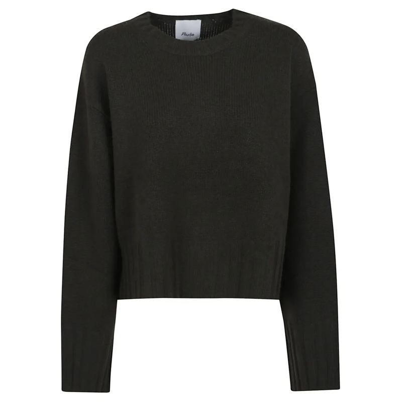 Allude Pullover Cropped Black Sweater With Relaxed Fit Black
