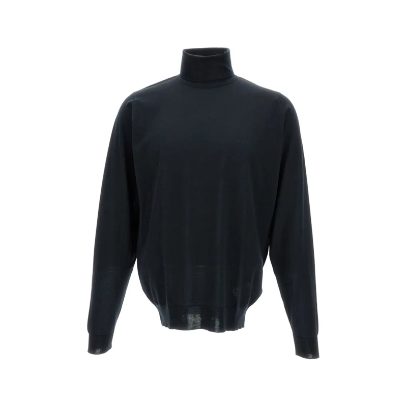 John Smedley Trui Merino Wool Long-Sleeve Turtleneck Pullover Black