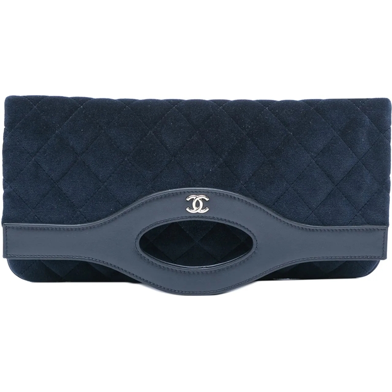 Chanel Pochette Quilted Velvet 31 Clutch blau